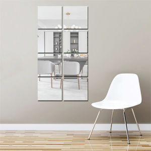 8 Chiếc Vuông Bạc Gương Acrylic Dán 3D Tường Cho Trang Trí Treo Tường Trang Trí Nhà Gương Dán Tường Bộ