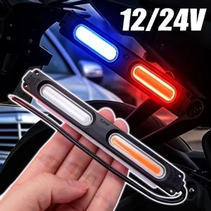 12/24V Motorcycle LED COB Strobe Warning Light IP65 Waterproof Running Brake Turn Signal Flash Indicator Safety Lamp Universal High Brightness