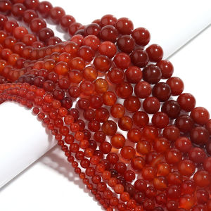 Red Carnelian Agate Round Gem Loose Beads 15" Strand 4 6 8 10 12MM Pick Size For Jewelry Making Diy Bracelet Necklace Findings