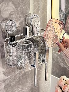 Suction Cup Toothbrush Holder Wall Mounted Bathroom Organizer Spout Recognition Toothbrush Stand Household Cleaning Tool