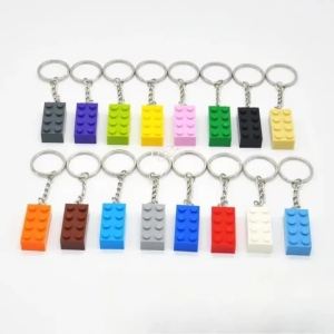 16 Cái/bộ Nhiều Màu Sắc Acrylic Móc Chìa Khóa Khối Xây Dựng Bộ Có Vòng Treo Sáng Tạo Lắp Ráp Gạch Đồ Chơi Quà Tặng Hạt Nhỏ Quyến Rũ