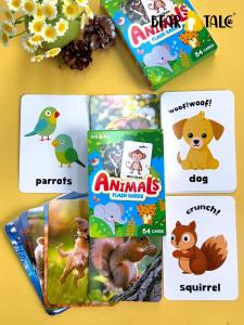 BEAR TALE Giáo Dục Sớm Thẻ Flash đặt 54 chiếc Đồ chơi giáo dục cho bé màu chủ đề động vật hai mặt kích thước lớn Câu Đố Flash nhận thức