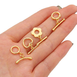 1PC Bracelet Clasp 18K Gold Plated Brass Base OT Toggle Clasps Findings Buckle Connector for DIY Bracelet Jewelry Making