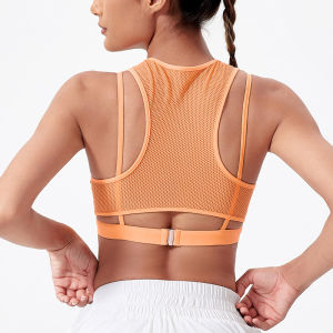 สปอร์ตบรากันการวิ่งยิมออกกำลังกายเสื้อโยคะตาข่ายสำหรับผู้หญิงรองรับสูงใหม่