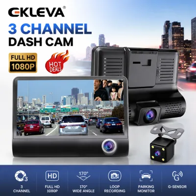 EKLEVA Car DVR 3 Cameras Lens 4.0 Inch HD Dash camera 3 way car Dual Lens With Rear View Camera Video Recorder Auto Dash Cam