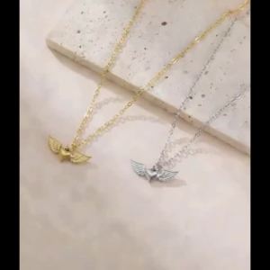 Angel Wings Heart Necklace Mini Heart Necklace Womens Stainless Steel Fashion Love Sweet Jewelry Valentines Day Gift