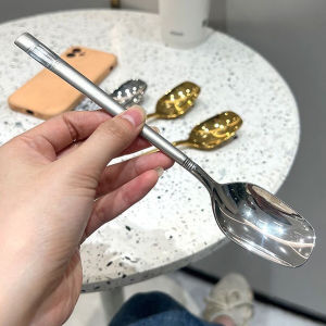 C.B.【Ready in Stock】 Spoon Long Frosted Handle Stainless Steel Spoon Kitchen Accessories