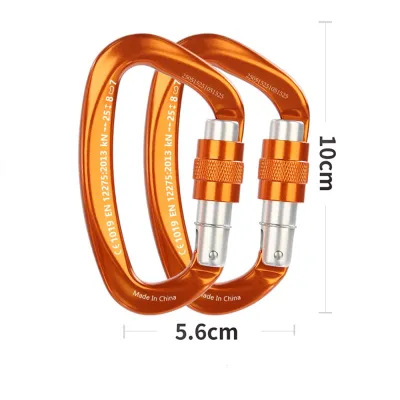 Khóa Móc Leo Núi Hình Chữ D XINDA 25KN Khóa Vặn Hợp Kim Nhôm Thiết Bị Leo Núi Ngoài Trời Dùng Cho Bảo Hộ Cá Nhân