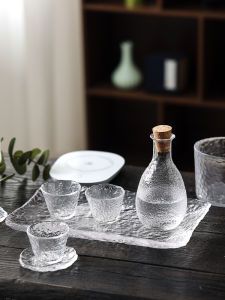 Japanese Style Small Whiskey Glass Set Glass Clear Wine Cups for Heating Liquor Sakura Pavilion Handmade Crystal Glass Miniature