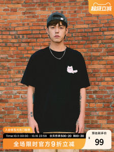 เสื้อยืดแขนสั้นผ้าฝ้ายปักลายแมว Garfield สำหรับเยาวชนในช่วงฤดูร้อน สไตล์ลำลอง ระบายอากาศได้ดี ทรงหลวม คอกลม