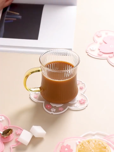 Soft Rubber Cherry Blossom Coasters Fashion Sakura Coasters for Woman Milk Mug Coffee Cup Coasters Kitchen Insulation Pot Mat