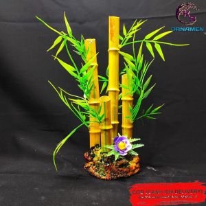 Hiasan Aquarium Bambu China l Hiasan Akuarium Tanaman plastik Pohon Bambu Tinggi