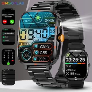 2025 ใหม่สมาร์ทวอทช์ทหาร 2.01 หน้าจอ HD สำหรับแอนดรอยด์/IOS บลูทูธโทรกันน้ำกีฬากลางแจ้งฟิตเนสสมาร์ทนาฬิกาผู้ชาย