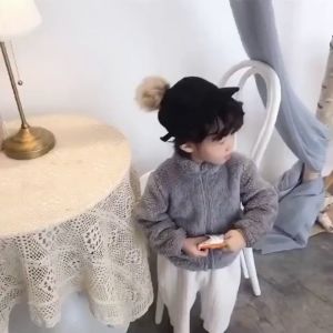 BUBBLE KIDS Spring Autumn and Winter Childrens Plush Coat Boys Girls Keep Warm Outerwear Double-Sided Fleece Jackets Comfort and Casual Coat