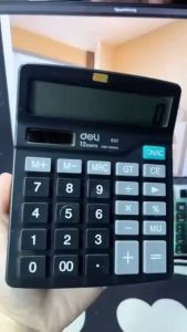 Máy tính cầm tay Deli 12 số - Máy tính tiền nhỏ gọn tiện lợi 2 nguồn năng lượng