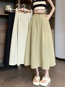 Spring Summer A-line Long Skirts For Women Elegant Office Wear High Waist Umbrella Maxi Skirt Big Swing Solid Jupe Plisseé Femme