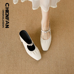 Elevated 8cm French Mary Jane Sandals 2025 New Head Cover Thick Heel Slippers Outdoor Wear Single Shoes for Women Casual Style