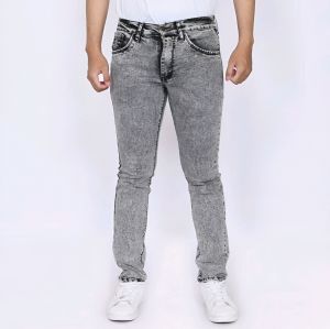 R&A - Celana Jeans Panjang Abu Sandwash Sobek Lutut bahan denim Size 27-38 / Jeans Pria Starboy Model Sobek Lutu Keren