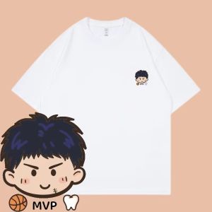 Slam Dunk Anime Short Sleeve T-Shirt Pure Cotton Q Version Heavyweight Breathable round Neck Printed Casual Summer Top