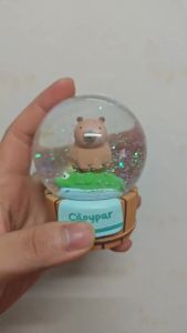 1Pcs Capybara Figure Night Light Childrens Room Bedside Lamp Cute Cartoon Animal Glow Light Crystall Snow Globe Ball Bedroom Decorations Glowing Toys Birthday Gift