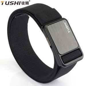 TUSHI New Tactical Belt Metal Buckle Quick Release Elastic Belt Casual Tooling Training Belt Mens Trousers Belt YD124