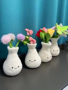 Cute Flower Vase Plush Toy A Bouquet Of Flower Orlisa Orchid Lily Dandelion Tulip for Valentines Day Birthday Gifts Girls Kids