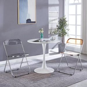 Acrylic YHOME Colorful Foldable Chair Modern Meeting Dining Plastic Folding Office Chair and Table Set Meja Lipat Dan Kursi XMT 6034