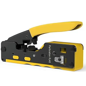 Crimping tool for wire stripping and cutting vertical crimping network cable pliers through-hole Cat7 Cat6 Cat5 pliers