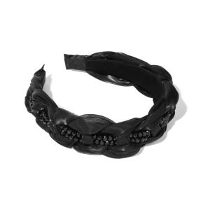 Elegant Black Crystal Ogees Wide Edge Hairband Womens Fashionable New 2024 Bridal Accessories Korean Style Headband