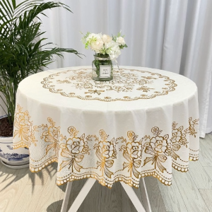 European Stain Resistant PVC Scratch Proof Tablecloth Round Table Waterproof Heat Resistant Washable Free Oil Resistant Wear Resistant Home Business Easy Clean Tablecloth