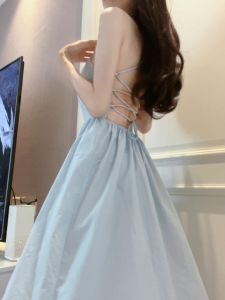 French Style Off-Shoulder Strapless Dress Womens Summer High Waist A-Line Long Skirt Elegant Beach Vacation Fairy Tale Gown