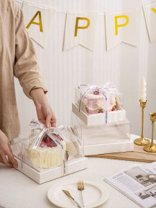 Transparent Birthday Cake Box 4 Inch 5 Inch 6 Inch Mousse Cake Packaging Box Pastry Takeaway Box Kitchen Cooking Baking Supplies