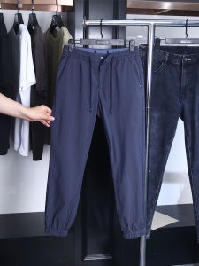 กางเกงลำลองชายผ้าฝ้ายสีพื้นสบายๆ ทรงหลวม ดีไซน์สตรีท สวมใส่สบาย ใส่ไปทำงานได้ กางเกงขายาวสไตล์สตรีท