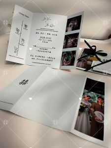Xiaohongshu Same Style Invitation Card Wedding Invitation Wedding Photo Wedding Invitation Card Customization Tri-Fold Page New Arrival Classy Minimalist Elegant