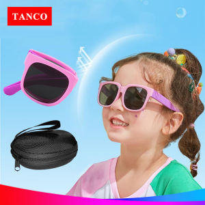 TANCO 1019X Foldable Sunglasses for 3-8 Years Old Kids UV400 Lens Cute Colorful Frame Portable Design Outdoor Sports Sunglasses