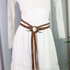 Womens Renaissance Medieval Tassel Long Rope Waistband Witch Crossbody Chain Viking Decoration Accessory Belt