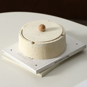 Ashtray Modern Minimalist Luxury Home Living Room Office Resin Anti-Dust Cover Cave Stone Style Decorative Ashtray