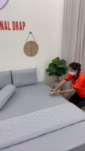 Bộ Ga Chống Thấm Cho Bé Kèm Vỏ Gối Chống Thấm chính hãng PT Chất Liệu Thun Lụa Organic Cao Cấp (Mẫu Trơn Xám Bạc)