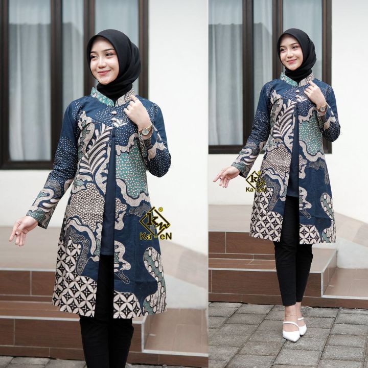 Tunik Batik Modern Size M L XL XXL " " Atasan Muslim Batik" "Rozy Batik  Colection" | Lazada Indonesia