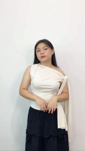 LOTUS Helena Top - Atasan Tanktop Sabrina Off Shoulder - Atasan Korean Style - Ribbon Top