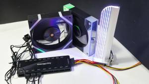 PC Fan Hub Controller 9 Port PWM Fan Splitter + 9 Port 5V 3-Pin ARGB Hub SATA Powered RGB Light Strip Synchronizer with Remote