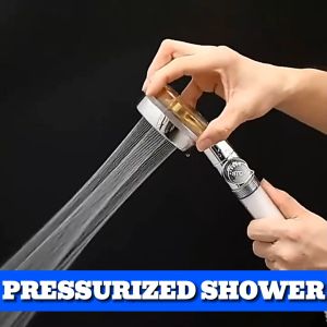 1PCS Push Button On/Off Switch Rotating Water Control Pressurized Shower Head Hose & Two Way Faucet Universal Shower Nozzle Shower With Fan 360 Degrees Rotating Shower Head Jet Shower Rainfall Turbo Fan Shower Head High Pressure Water Saving Handheld