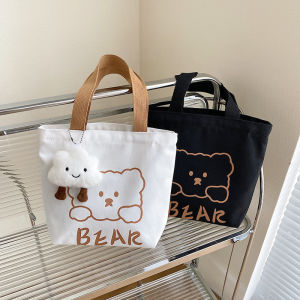 New Canvas Bag Female Students Cosmetic Bag Go out Snack Bag Portable Work Hand Carry Lunch Bag Girls Handbag