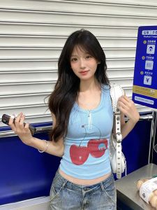 เสื้อกั๊กสั้นผู้หญิงสไตล์อเมริกัน ทรงเข้ารูป ซิป แขนกุด หวานและเผ็ดร้อน สไตล์ BM แฟชั่นฤดูร้อน เสื้อผ้าทำงาน