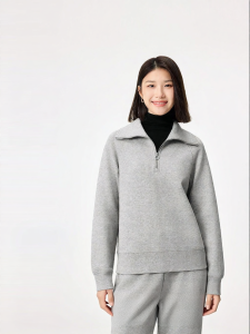Purcotton | Women Half-Zip Long Sleeve Pullover