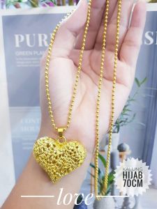 Kalung Hijab Xuping Rantai Biji Lada Liontin Love Warna Kuning Emas 24K Panjang 70Cm  0414ab