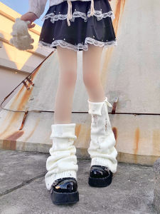 Y2K Trendy Knitted Socks Grey Subculture Hole Design Middle-Length JK Socks for Girls Warm Pure Color Personality Style