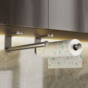 Kitchen Paper Towel Rack Wall Mounted No Drilling Cabinet Use Plastic Storage Bag Holder Cloth Rack Toilet Paper Holder
