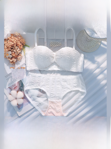 Half Cup Bra Set Womens No Empty Cup Push up Apparent Large AA Cup Flat Chest Specialized Bra Set Removable Double Shoulder Strap