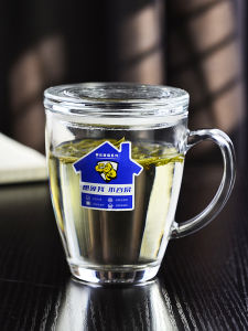 Tempered Glass Cup with Handle for Home Use Shockproof High Temperature Resistant Beer Cup for Poker Room Tea House with Lid